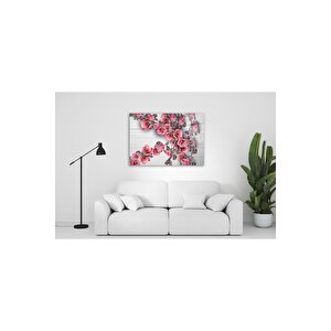 Çiçek Desenli Cam Tablo 60x90 cm
