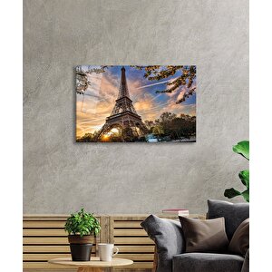 Fransa Paris Eyfel Kulesi Cam Tablo Ev Ve Ofis Duvar Dekoru 110x70 cm