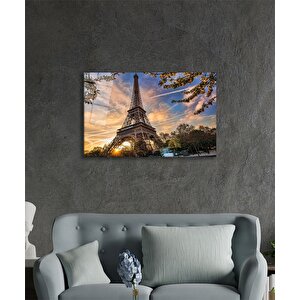 Fransa Paris Eyfel Kulesi Cam Tablo Ev Ve Ofis Duvar Dekoru 110x70 cm