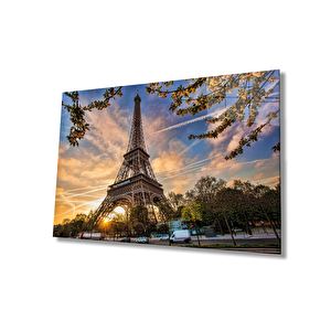 Fransa Paris Eyfel Kulesi Cam Tablo Ev Ve Ofis Duvar Dekoru 36x23 cm