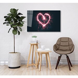 Kalp Cam Tablo 50x70 cm