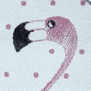Halı Kreş Bebek Halısı Gri Sevimli Flamingo Desen Kolay Bakım-cy_kids0630pink-yuvarlak 120 cm