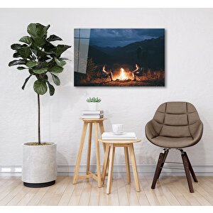 Kamp Ateşi Cam Tablo 36x23 cm