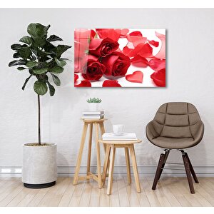 Kalpli Güller Cam Tablo 110x70 cm