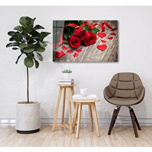Kalpler Ve Güller Cam Tablo 90x60 cm