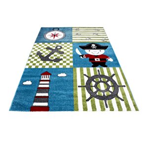 Kreş Halısı, Kreş-bebek Halısı Renkli Sevimli Korsan Desen Kolay Bakım 80x150 cm