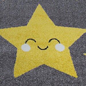 Halı Çocuk Odası, Çocuk Bebek Halısı Sarı Sevimli Yıldız Desen Kolay Bakım 160 cm