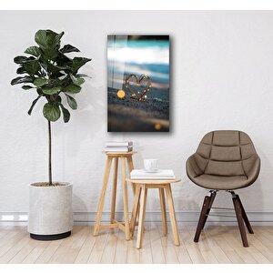 Işıklı Kalp Cam Tablo 50x70 cm