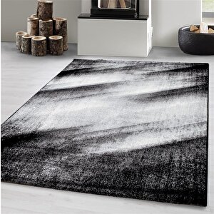 Modern Desenli Halı Gölge Taramalı Siyah Gri Beyaz 120x170 cm