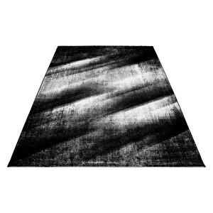 Modern Desenli Halı Gölge Taramalı Siyah Gri Beyaz 120x170 cm