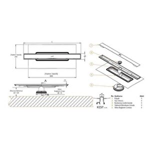 Hüppe Galata A Duş Kanalı 60 Cm Mat Satine - 47h00210000014