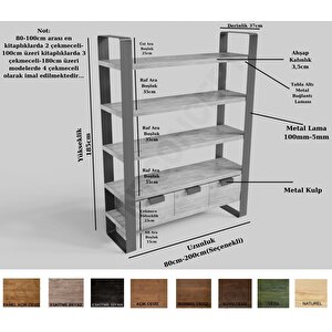 Ntconcept Lomi Masif Ağaç Kitaplık-vitrin 180 cm