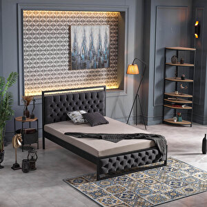 Mithra Çift Kişilik Metal Karyola - Siyah-antrasit 150x200 cm