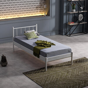 Falez-s Tek Kişilik Metal Karyola - Beyaz 120x200 cm