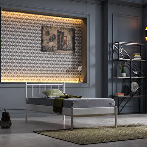 Falez-s Tek Kişilik Metal Karyola - Beyaz 120x200 cm