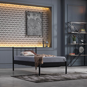 Falez-s Tek Kişilik Metal Karyola - Siyah 120x200 cm