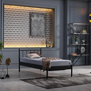Falez-s Tek Kişilik Metal Karyola - Siyah 90x200 cm