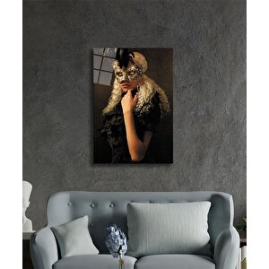 Kadınlar Maskeli Balo Cam Tablo 50x70 cm