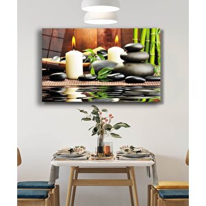 Mum Taş Spa Cam Tablo Candle Stone Spa 110x70 cm