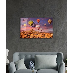 Uçan Balonlar Kapadokya Cam Tablo Ev Ve Ofis Duvar Dekoru 50x70 cm