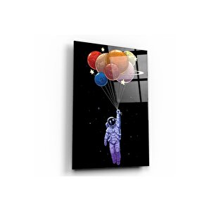 Balon Gezegenler Cam Tablo 50x70 cm