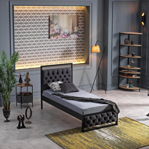 Mithra Tek Kişilik Metal Karyola - Siyah-antrasit 120x200 cm
