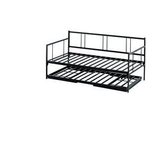 Forte Yavrulu Daybed Tek-çift Kişilik Metal Karyola+yatak Seti - Siyah