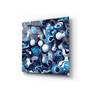 Mavi Baloncuklar Cam Tablo 30x30 cm
