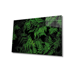 Yeşil Yapraklar Cam Tablo Green Leaves 90x60 cm