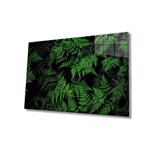 Yeşil Yapraklar Cam Tablo Green Leaves 50x70 cm