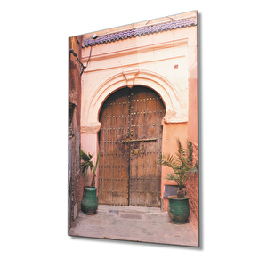 Yuvarlak Kapı Dikey Cam Tablo 36x23 cm