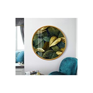 Yapraklar Yuvarlak Cam Tablo 50x50 cm
