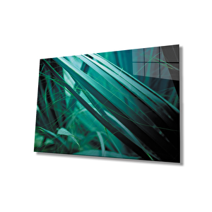 Yeşil Yapraklar Cam Tablogreen Leaves 90x60 cm