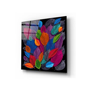 Renkli Yapraklar Cam Tablo 50x50 cm