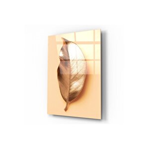 Gold Yapraklar Cam Tablo 70x110 cm