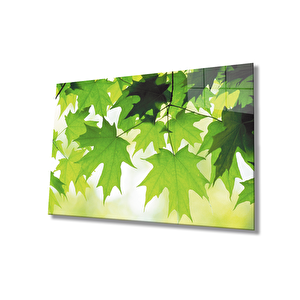 Yeşil Yapraklar Cam Tablo Green Leaves 36x23 cm