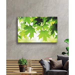 Yeşil Yapraklar Cam Tablo Green Leaves 36x23 cm
