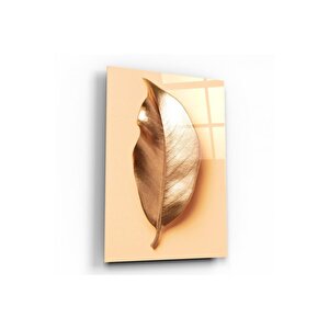Gold Yapraklar Cam Tablo 50x70 cm