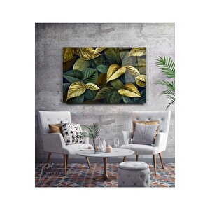 Gold Yapraklar Cam Tablo 50x70 cm