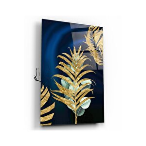 Gold Yapraklar Cam Tablo 50x70 cm
