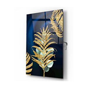 Gold Yapraklar Cam Tablo 50x70 cm