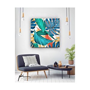 Tropik Yapraklar Cam Tablo 100x100 cm