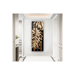 Gold Yapraklar Cam Tablo 35x90 cm