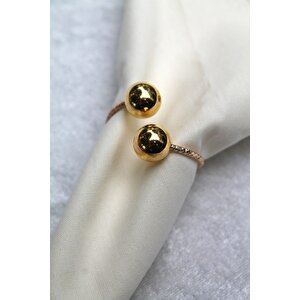 12 Adet Gold Bead Metal Halkalı Peçete Yüzüğü