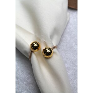 12 Adet Gold Bead Metal Halkalı Peçete Yüzüğü