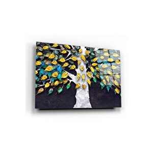 Gold Ağaç Cam Tablo 70x110 cm