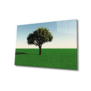 Yeşil Ağaç Cam Tablo Green Tree 36x23 cm