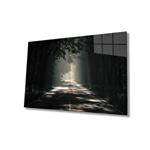 Ağaçlı Yol Cam Tablo Parkway 36x23 cm