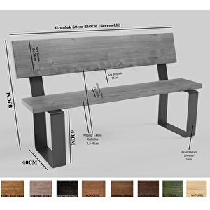 Masif Ahşap Sırtlı Bank 90 cm