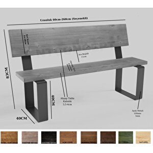 Masif Ahşap Sırtlı Bank 80 cm